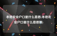 本地农业户口是什么意思(本地农业户口是什么意思啊)