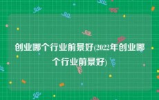 创业哪个行业前景好(2022年创业哪个行业前景好)