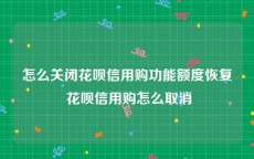 怎么关闭花呗信用购功能额度恢复 花呗信用购怎么取消