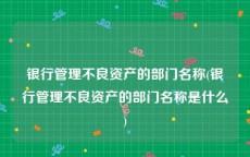 银行管理不良资产的部门名称(银行管理不良资产的部门名称是什么)