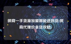 微商一手货源加盟哪能进到货(微商代理价拿货攻略)