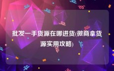 批发一手货源在哪进货(微商拿货源实用攻略)