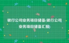 银行公司业务项目储备(银行公司业务项目储备汇报)