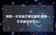 微商一手货源代理去哪找(微商一手货源进货方法)