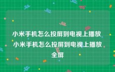 小米手机怎么投屏到电视上播放 小米手机怎么投屏到电视上播放全屏