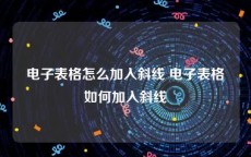 电子表格怎么加入斜线 电子表格如何加入斜线