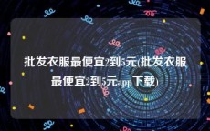 批发衣服最便宜2到5元(批发衣服最便宜2到5元app下载)