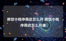 微信小程序商店怎么开 微信小程序商店怎么开通