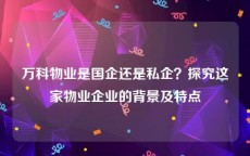 万科物业是国企还是私企？探究这家物业企业的背景及特点