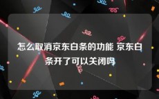 怎么取消京东白条的功能 京东白条开了可以关闭吗