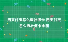 用支付宝怎么查社保卡 用支付宝怎么查社保卡余额