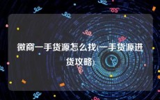 微商一手货源怎么找(一手货源进货攻略)