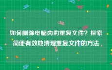 如何删除电脑内的重复文件？探索简便有效地清理重复文件的方法