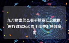 东方财富怎么看手续费汇总数据 东方财富怎么看手续费汇总数据呢