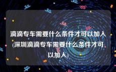 滴滴专车需要什么条件才可以加入(深圳滴滴专车需要什么条件才可以加入)