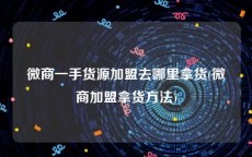 微商一手货源加盟去哪里拿货(微商加盟拿货方法)