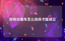 投诉出租车怎么投诉才能成立