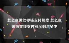 怎么查微信零钱支付额度 怎么查微信零钱支付额度剩余多少