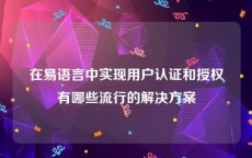 在易语言中实现用户认证和授权有哪些流行的解决方案