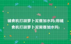 辅食机打胡萝卜泥要加水吗(用辅食机打胡萝卜泥需要加水吗)