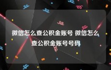 微信怎么查公积金账号 微信怎么查公积金账号号码