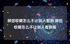 微信收藏怎么不让别人看到 微信收藏怎么不让别人看到呢