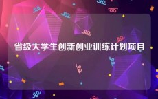 省级大学生创新创业训练计划项目