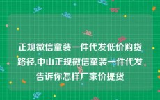 正规微信童装一件代发低价购货路径,中山正规微信童装一件代发告诉你怎样厂家价提货