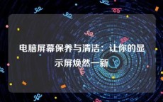 电脑屏幕保养与清洁：让你的显示屏焕然一新