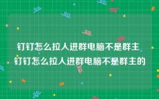 钉钉怎么拉人进群电脑不是群主 钉钉怎么拉人进群电脑不是群主的