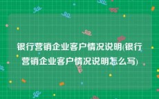 银行营销企业客户情况说明(银行营销企业客户情况说明怎么写)