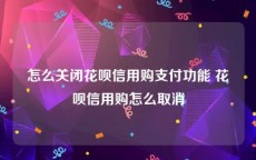 怎么关闭花呗信用购支付功能 花呗信用购怎么取消