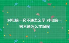 对电脑一窍不通怎么学 对电脑一窍不通怎么学编程