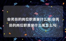 业务员的岗位职责是什么呢(业务员的岗位职责是什么呢怎么写)