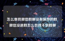 怎么查找微信群聊没有保存的群 微信没退群怎么也找不到群聊