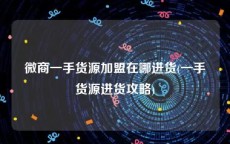 微商一手货源加盟在哪进货(一手货源进货攻略)