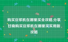 购买豆浆机在哪里买全攻略,分享甘南购买豆浆机在哪里买实用新攻略