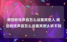 微信收钱声音怎么设置其他人 微信收钱声音怎么设置其他人听不到