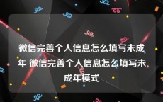 微信完善个人信息怎么填写未成年 微信完善个人信息怎么填写未成年模式