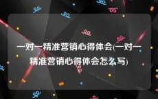 一对一精准营销心得体会(一对一精准营销心得体会怎么写)