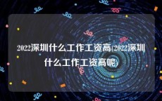 2022深圳什么工作工资高(2022深圳什么工作工资高呢)