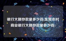 银行大额存款是多少钱(东莞农村商业银行大额存款是多少钱)