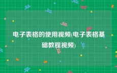 电子表格的使用视频(电子表格基础教程视频)