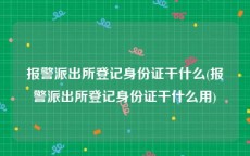 报警派出所登记身份证干什么(报警派出所登记身份证干什么用)