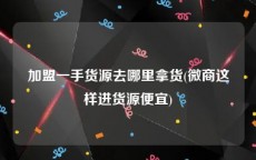 加盟一手货源去哪里拿货(微商这样进货源便宜)