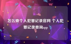 怎么查个人犯罪记录官网 个人犯罪记录查询app