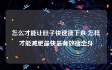 怎么才能让肚子快速瘦下来 怎样才能减肥最快最有效瘦全身