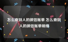 怎么查别人的微信账单 怎么查别人的微信账单明细