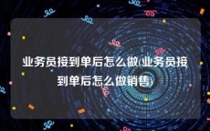 业务员接到单后怎么做(业务员接到单后怎么做销售)