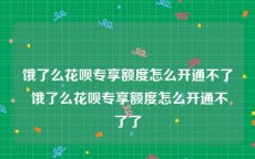 饿了么花呗专享额度怎么开通不了 饿了么花呗专享额度怎么开通不了了